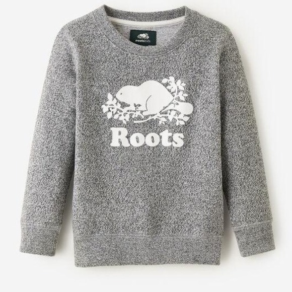 Roots Beaver Logo Grey Speckled Crewneck Sweatshirt Size Small - Picture 1 of 9
